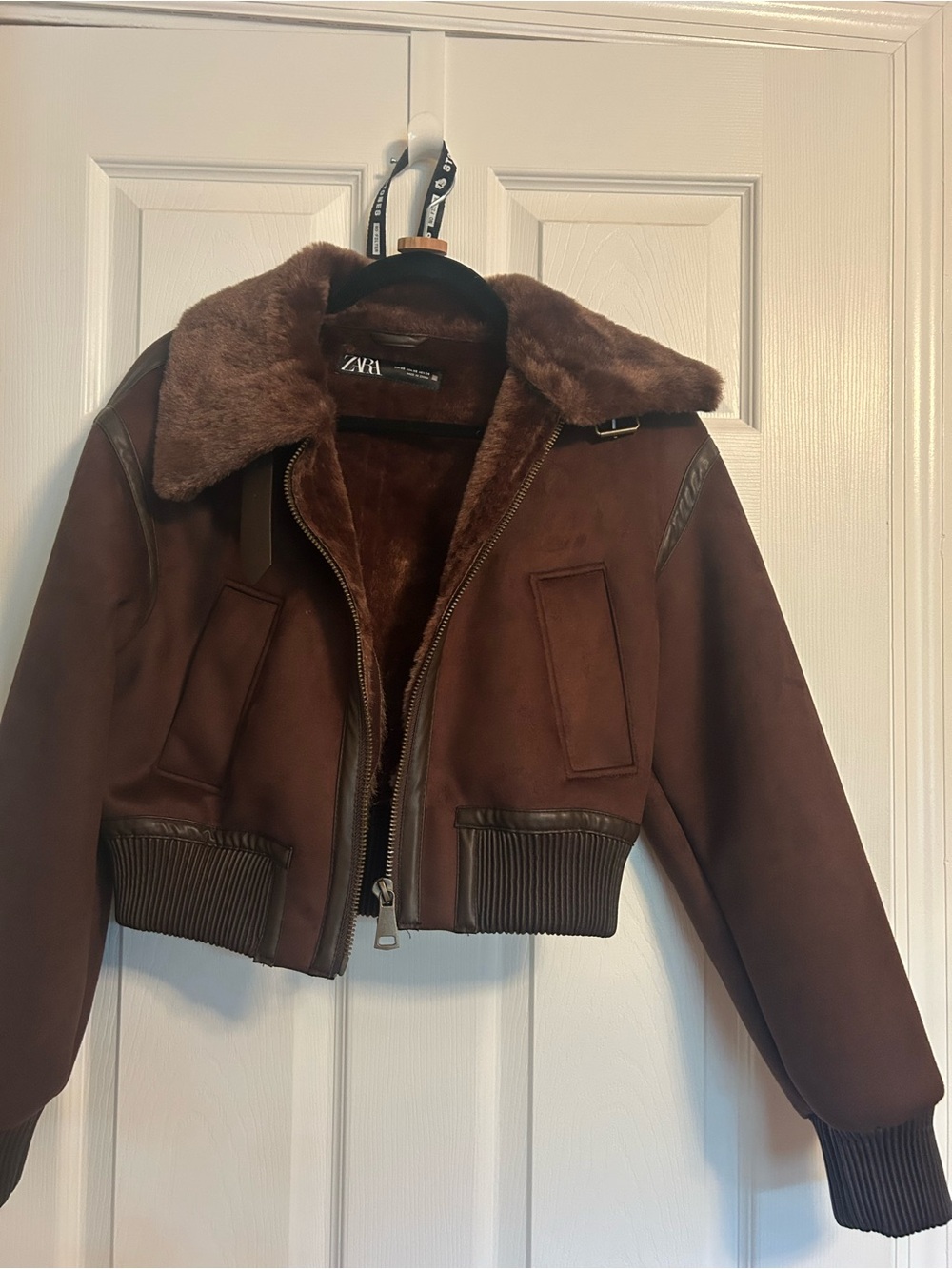 !!NWOT!! WOMEN’S ZARA FAUX SUEDE BOMBER SZ XSMALL